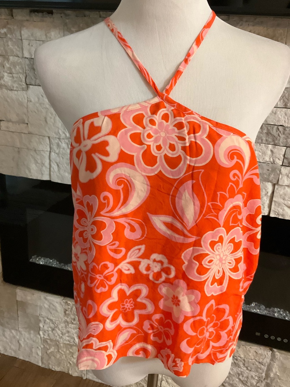 Olivaceous Orange Floral Cross-Neck Camisole